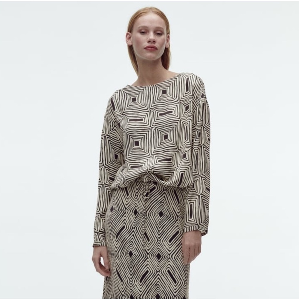 Zara Geometric Skirt and Blouse Two Piece - Picture 3 of 13